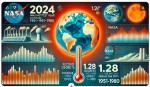 सन् २०२४ मा विश्वव्यापी तापमान २० औं शताब्दीको आधारभूत रेखा (सन् १९५१–१९८०) भन्दा १.२८ डिग्री सेल्सियस भन्दा माथि