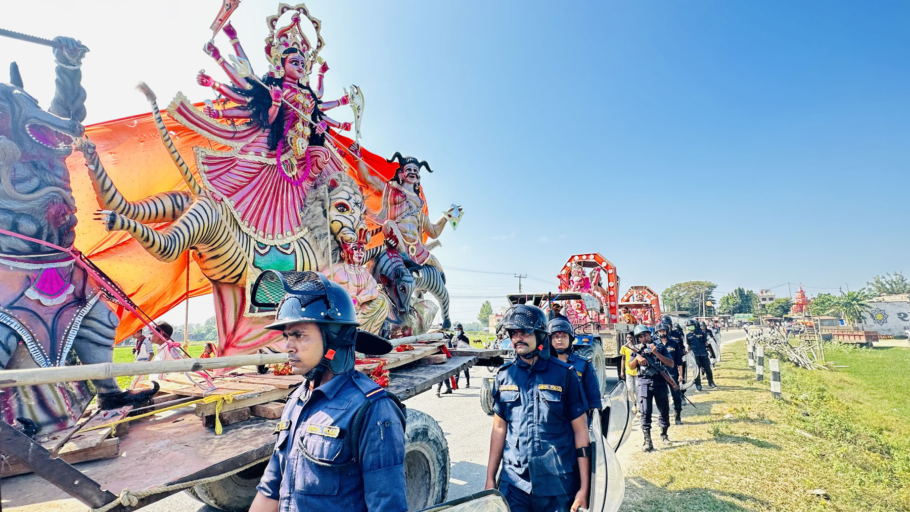 कडा सुरक्षाका बीच सर्लाहीमा दुर्गा मूर्ति विसर्जन